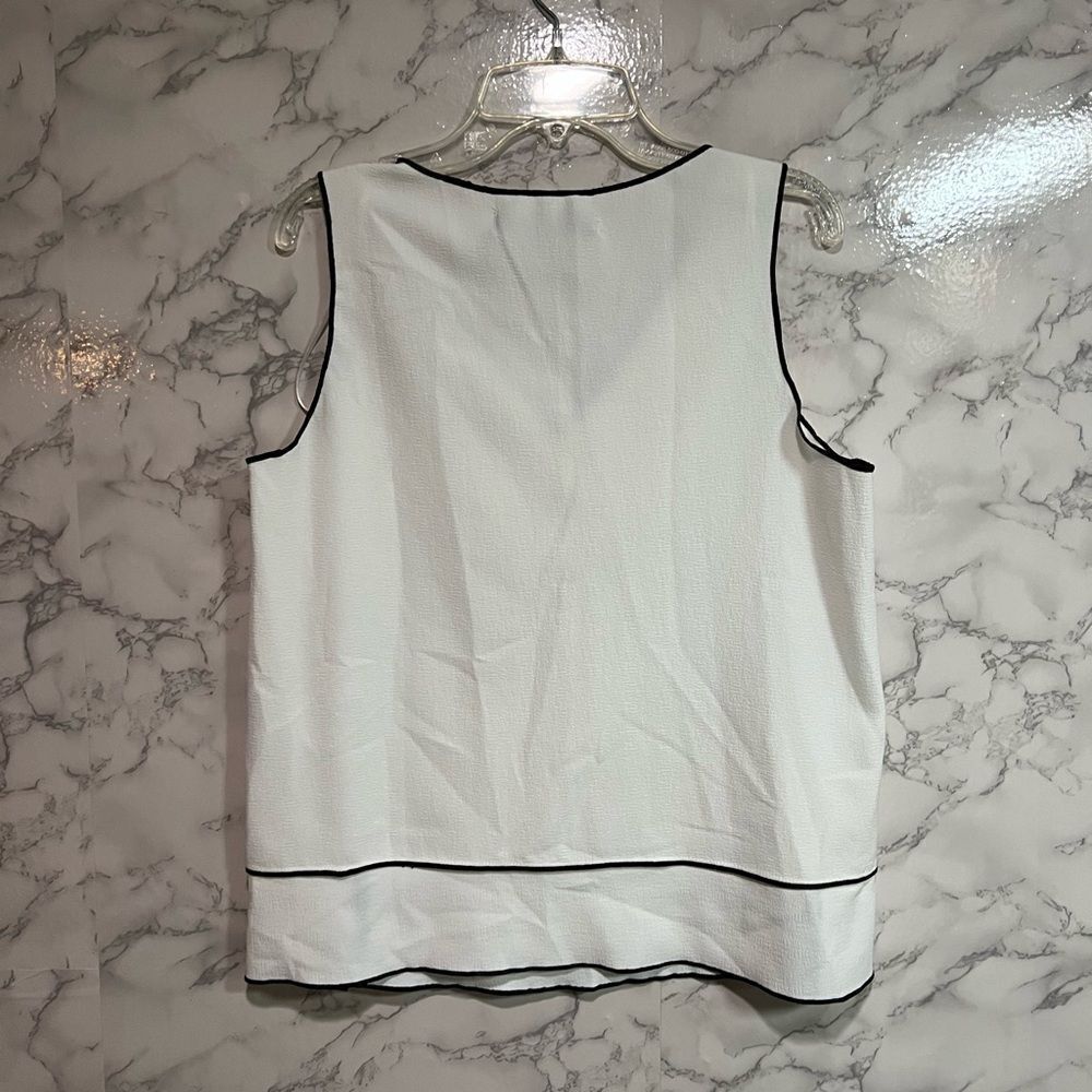 Zara White Neck Top with Contrast Piping Trim Size XS - Picture 10 of 13